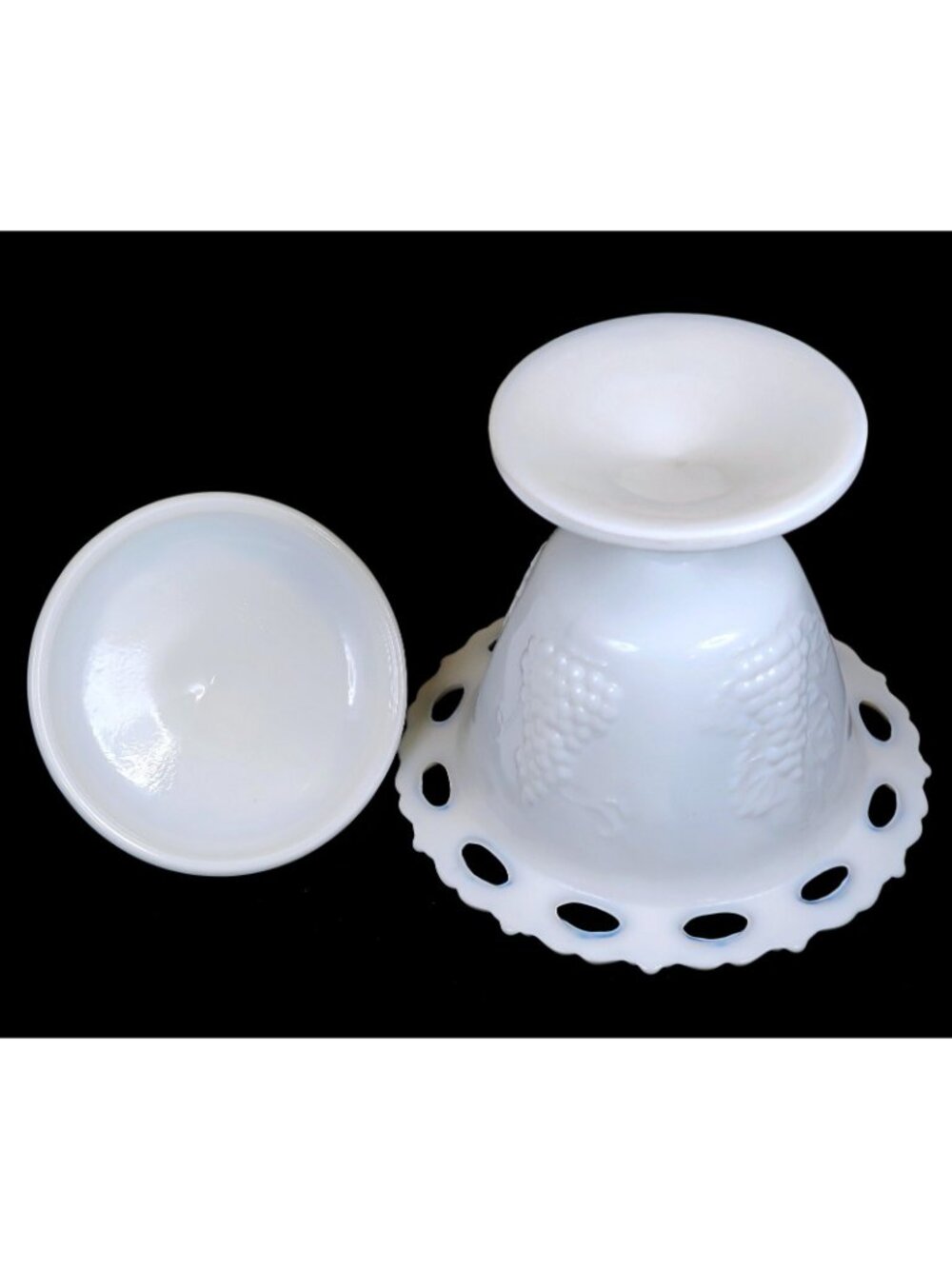 Colony Harvest Milk Glass Footed Candy Dish & Lid Mid-Century Home Decor - Picture 5 of 5